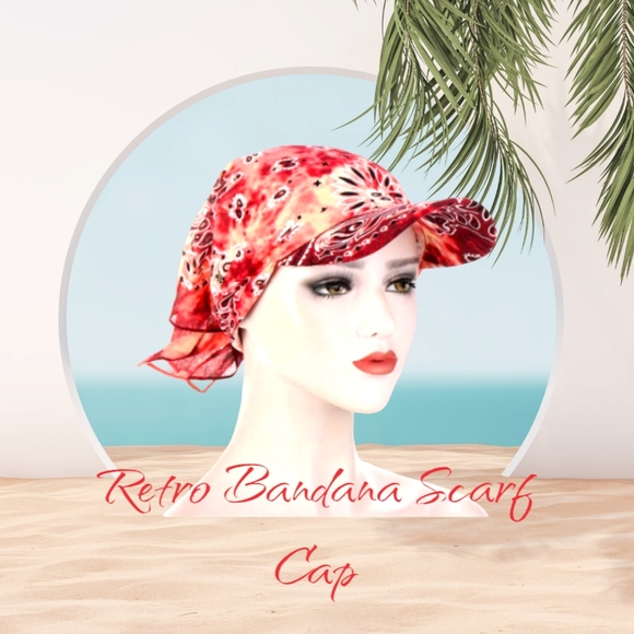 Burgundy Retro Stylish Bandana Scarf Sun Cap!! Make An Offer Today!! - Picture 3 of 10